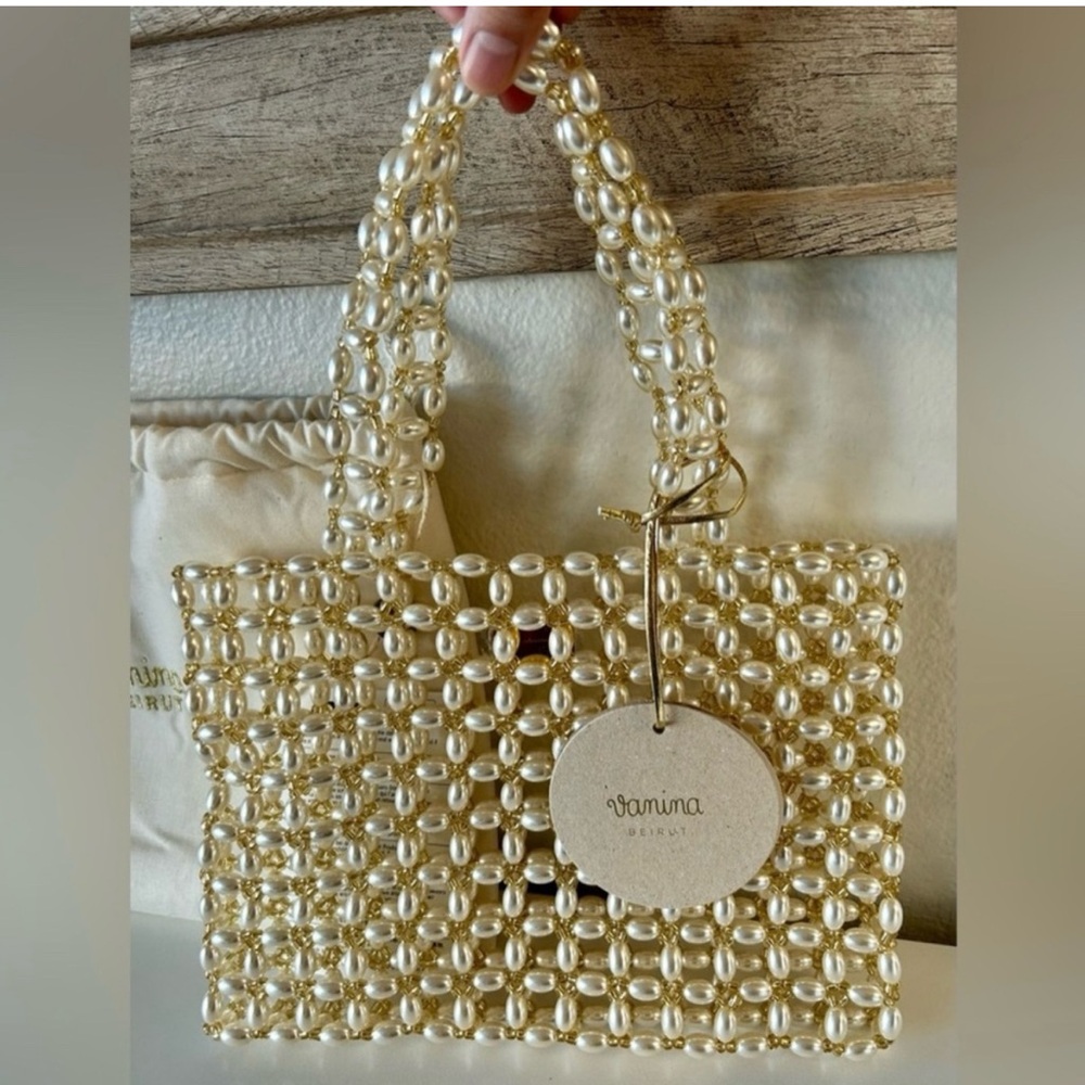 Vanina Comino Gold Beaded Women's Bag
